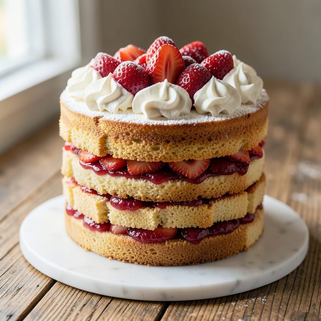 3 Layer Strawberry Cake Recipe: Vanilla Bean Buttercream Swirls Between Moist Layers