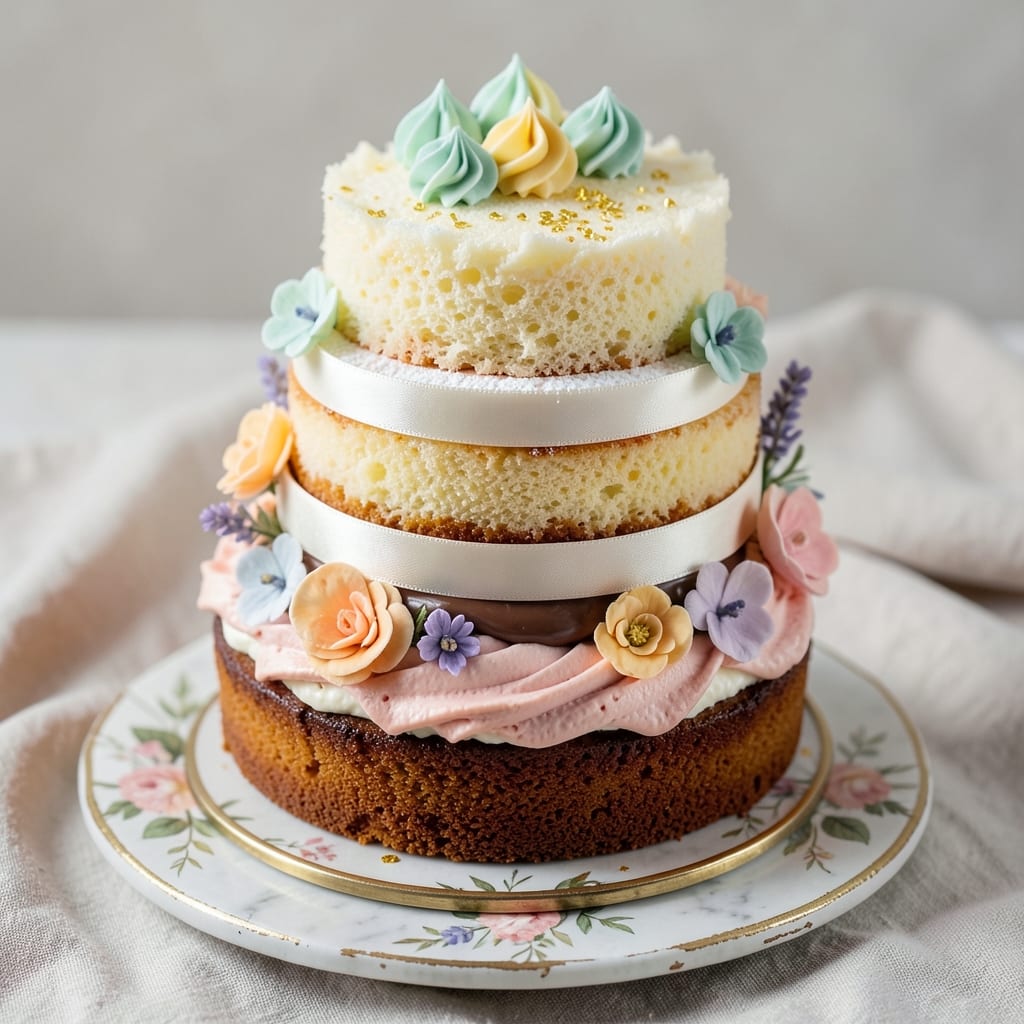 3 Tier Cake Recipe From Scratch: Vanilla Buttercream Rivers Between Layers