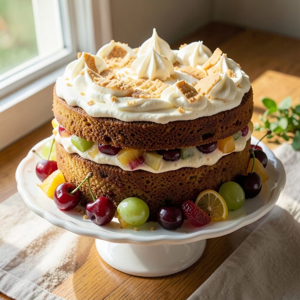 1960s Fruit Cocktail Cake Recipe: Nostalgic Layers With Cream Cheese Frosting Swirls