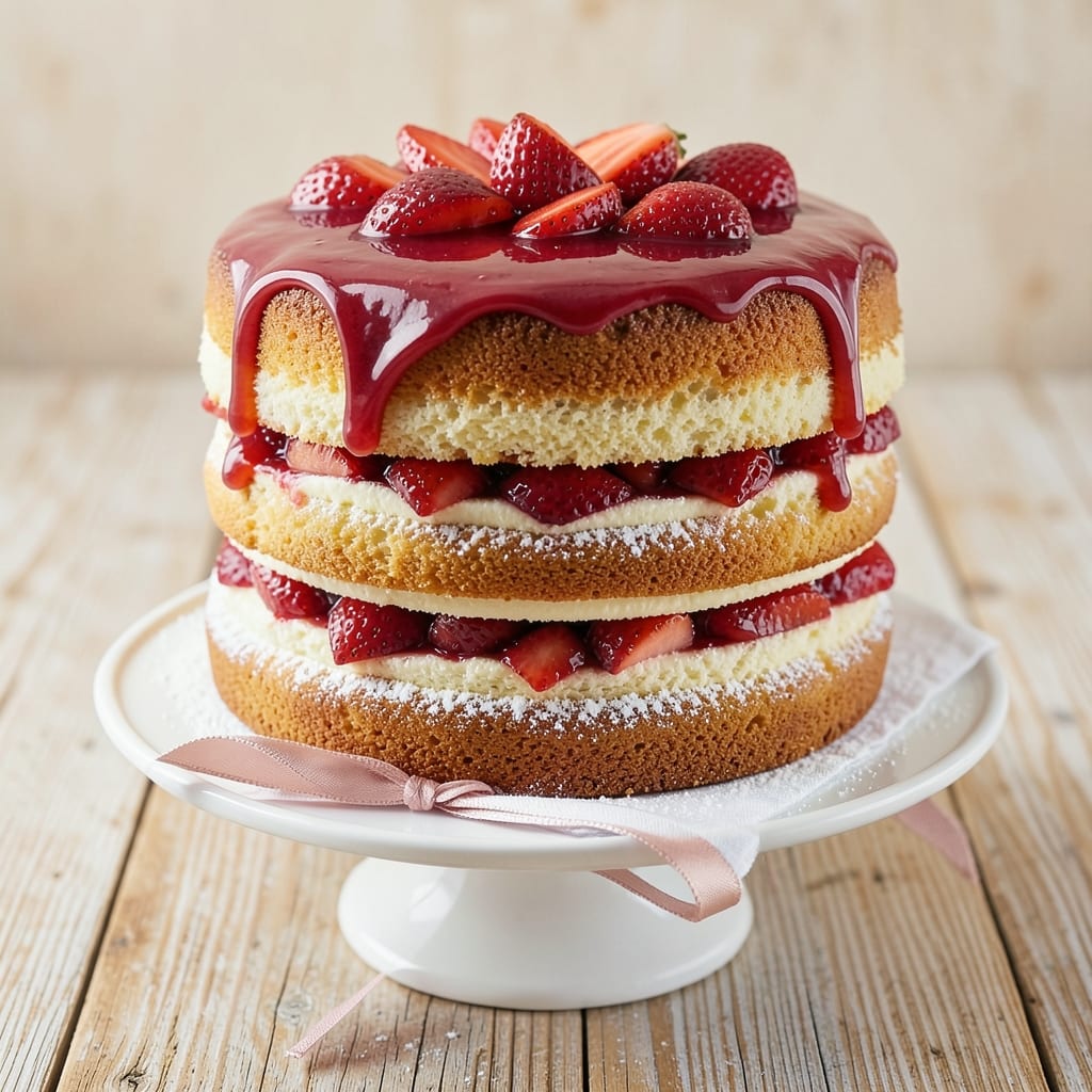 Two-Layer Strawberry Cake Recipe: Vanilla Bean Frosting Swirls and Juicy Berries