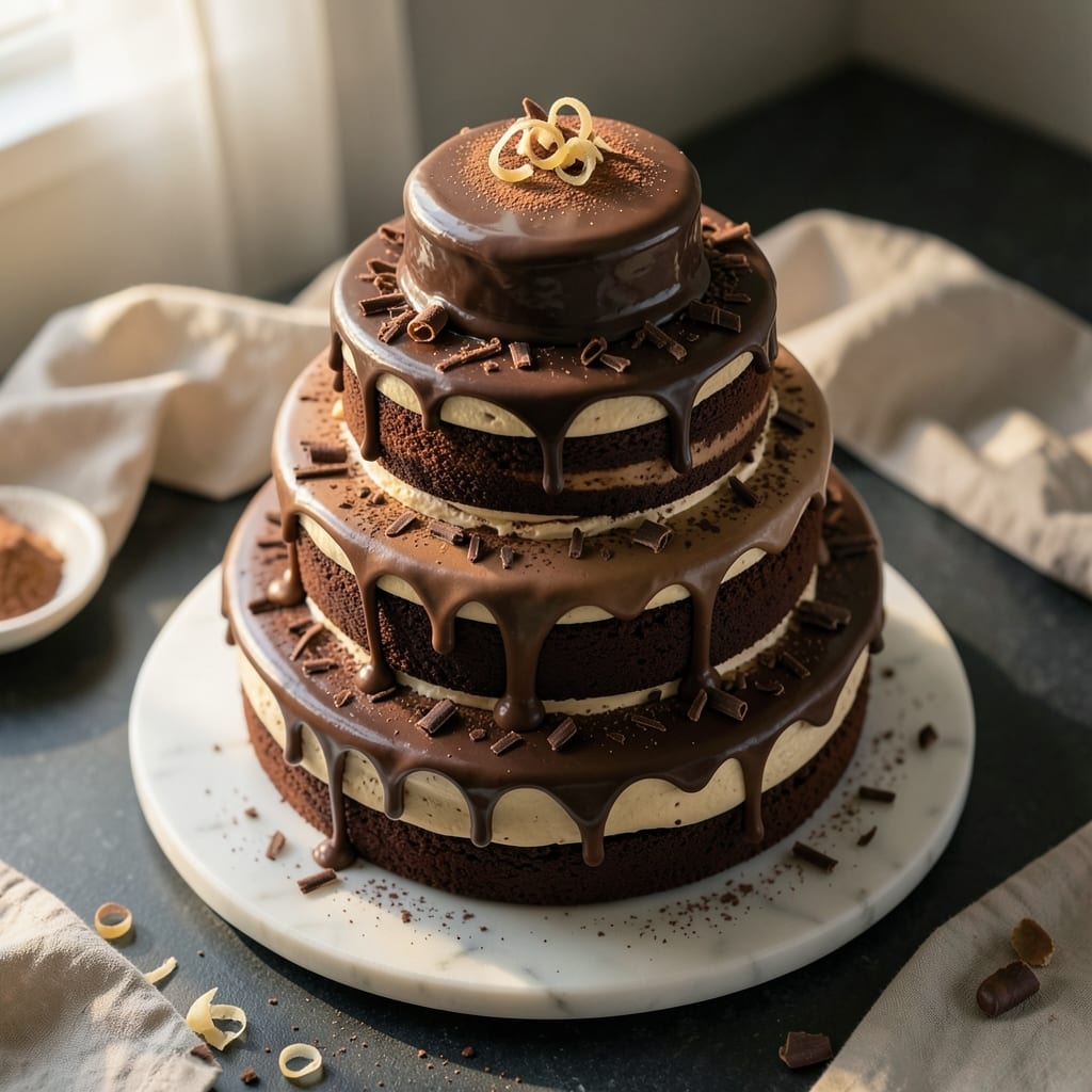 4 Tier Chocolate Cake Recipe: Fondant-Bridged Tower That Stays Standing