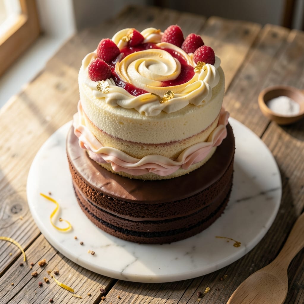 2 Tier Birthday Cake Recipe: Vanilla Buttercream Clouds With Crunchy Cookie Base