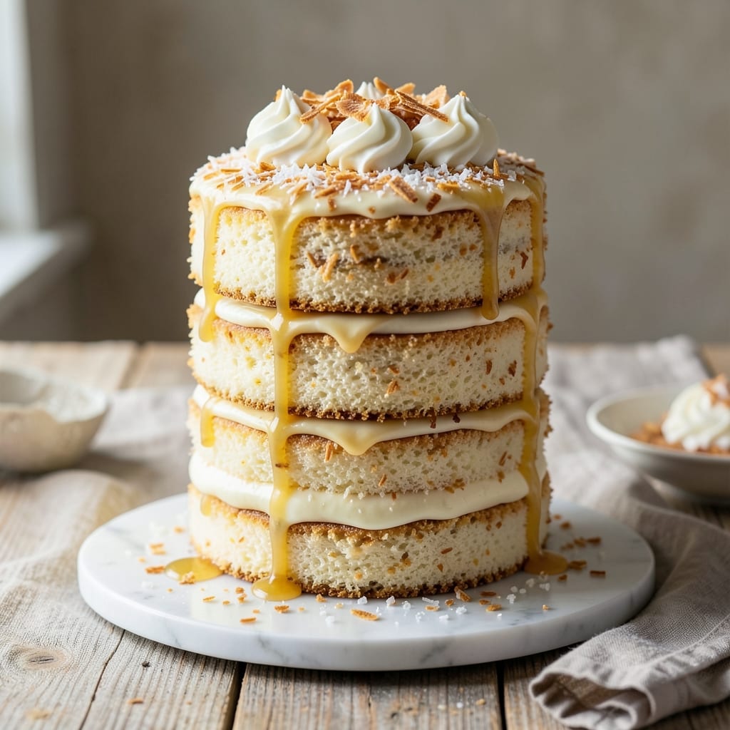 6 Layer Coconut Cake Recipe: Tropical Tower With Edible Fondant Bridges