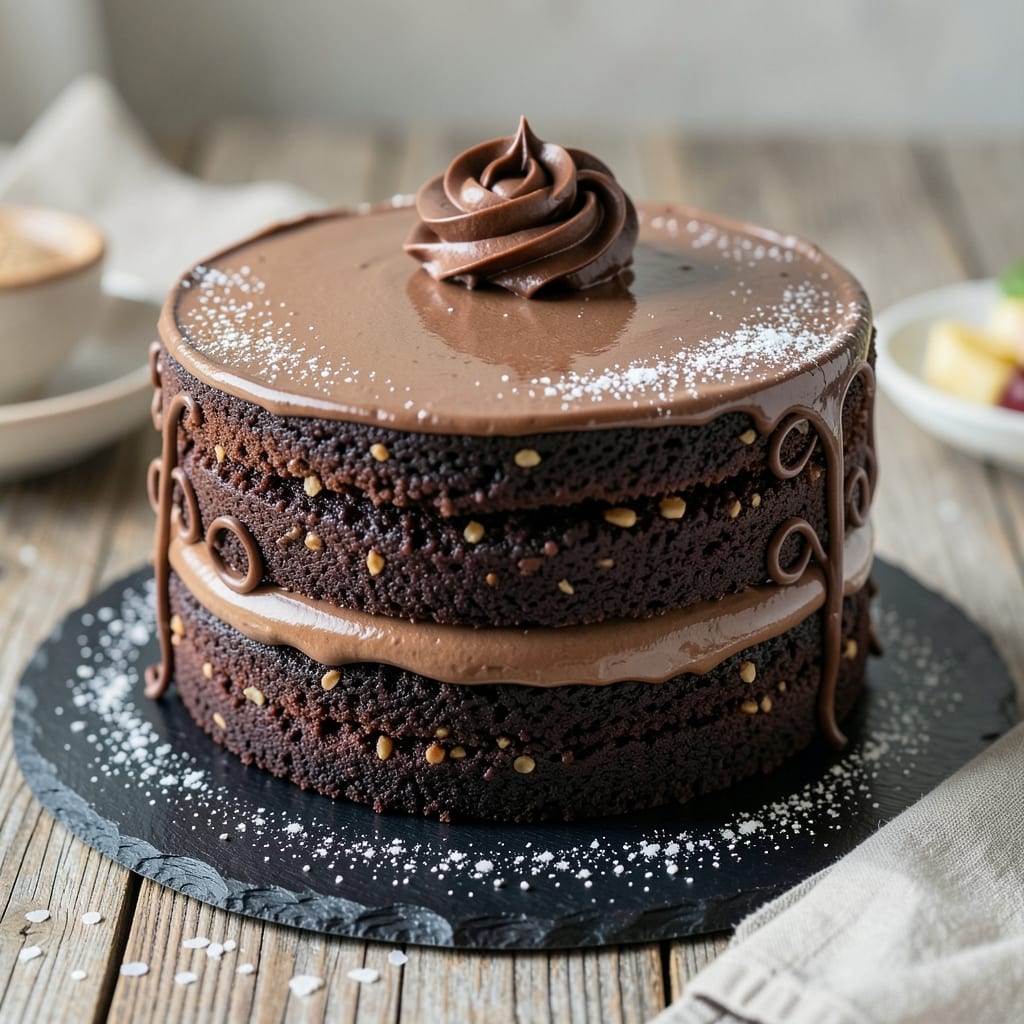 Two-Layer 8-Inch Chocolate Cake Recipe: Rich Grainy Fudge Frosting Between Layers