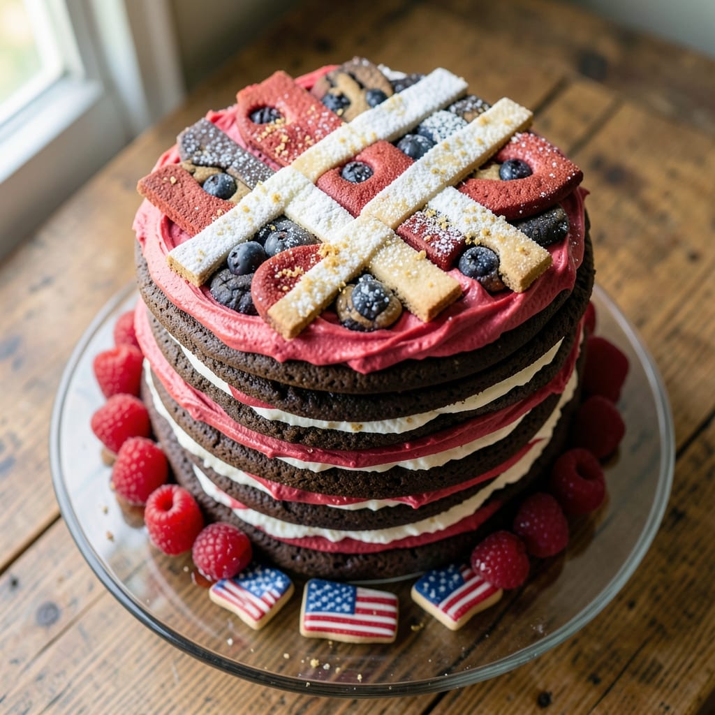 4th of July Cookie Cake Recipe: Patriotic Swirls and Crispy Top Contrast