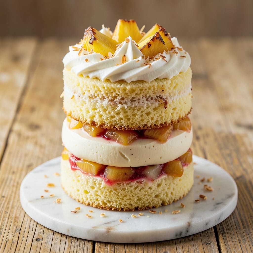 3 Layer Pineapple Coconut Cake Recipe: Tropical Layers With Toasted Coconut Crunch