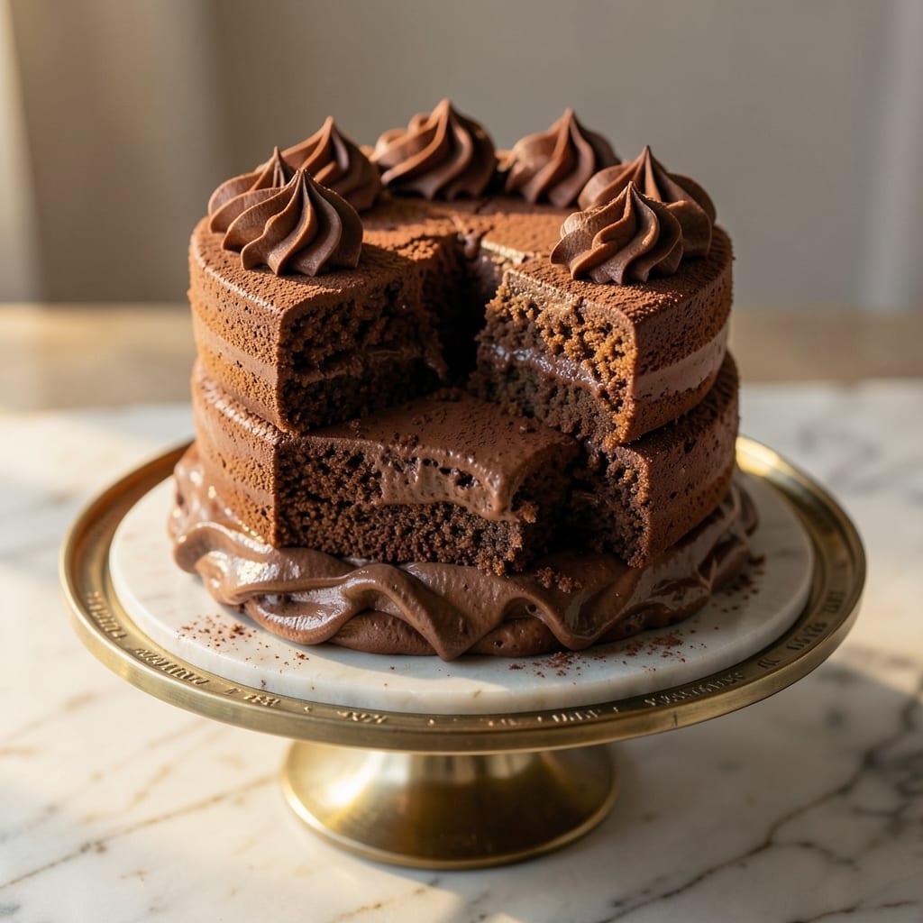 Alden Merrell's Chocolate Cake Recipe: Double-Layered Decadence with Vanilla Swirl