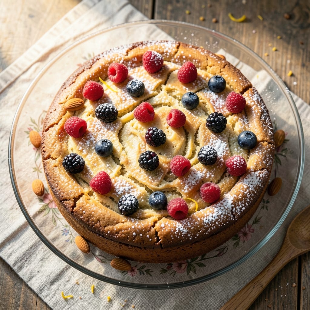 Almond Berry Cake Recipe: Crunchy Top and Bursting Fruit Layers