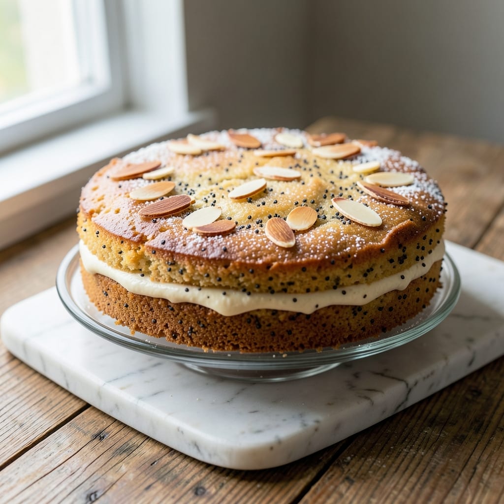 Almond Poppyseed Cake Recipe: Nutty-Creamy Layers With Vanilla Swirl Magic